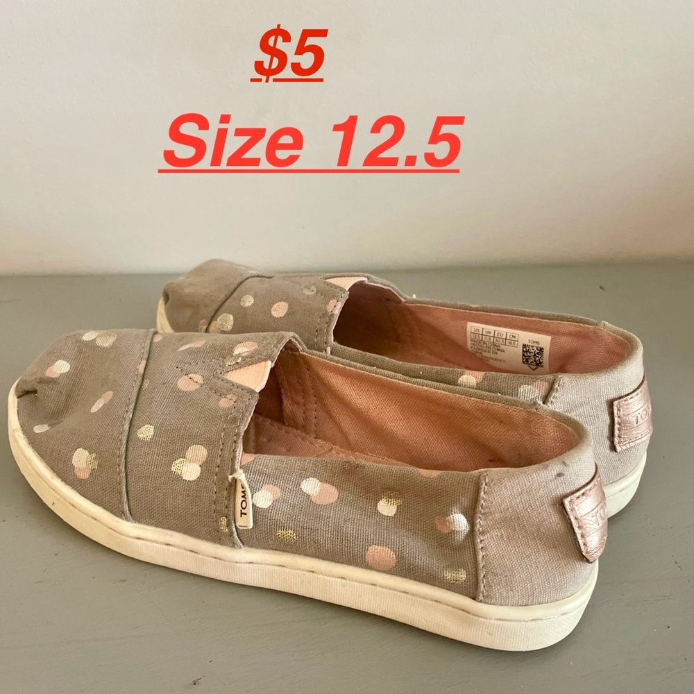 Toms Kids Tan Polka Dot Sneakers